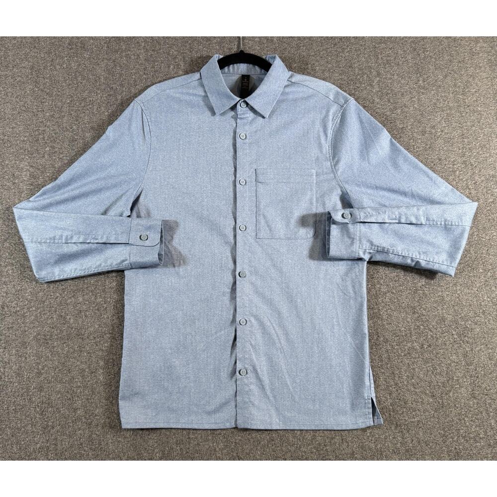 Lululemon Commission Shirt Mens Small Blue Long Sleeve Button Up Performance